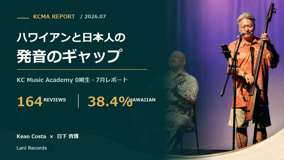 KCMA 0期生 2026年7月レポート。164件をレビューし、Hawaiian判定は38.4パーセント